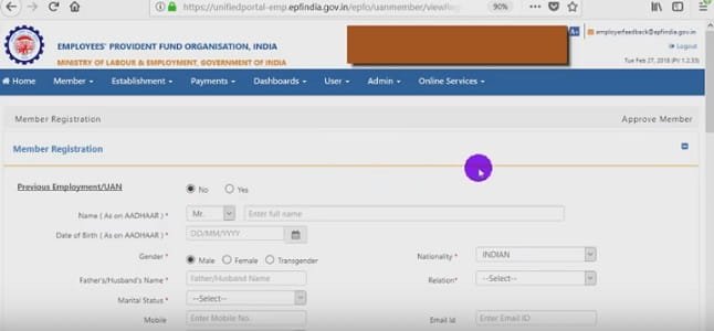 Add New Employees to EPFO